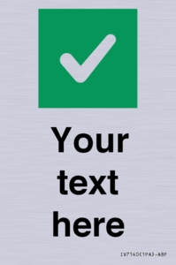 Custom plain background, green square with tick sign